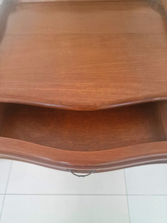 Pair of Monsieur et Madame antique French wooden bedside tables