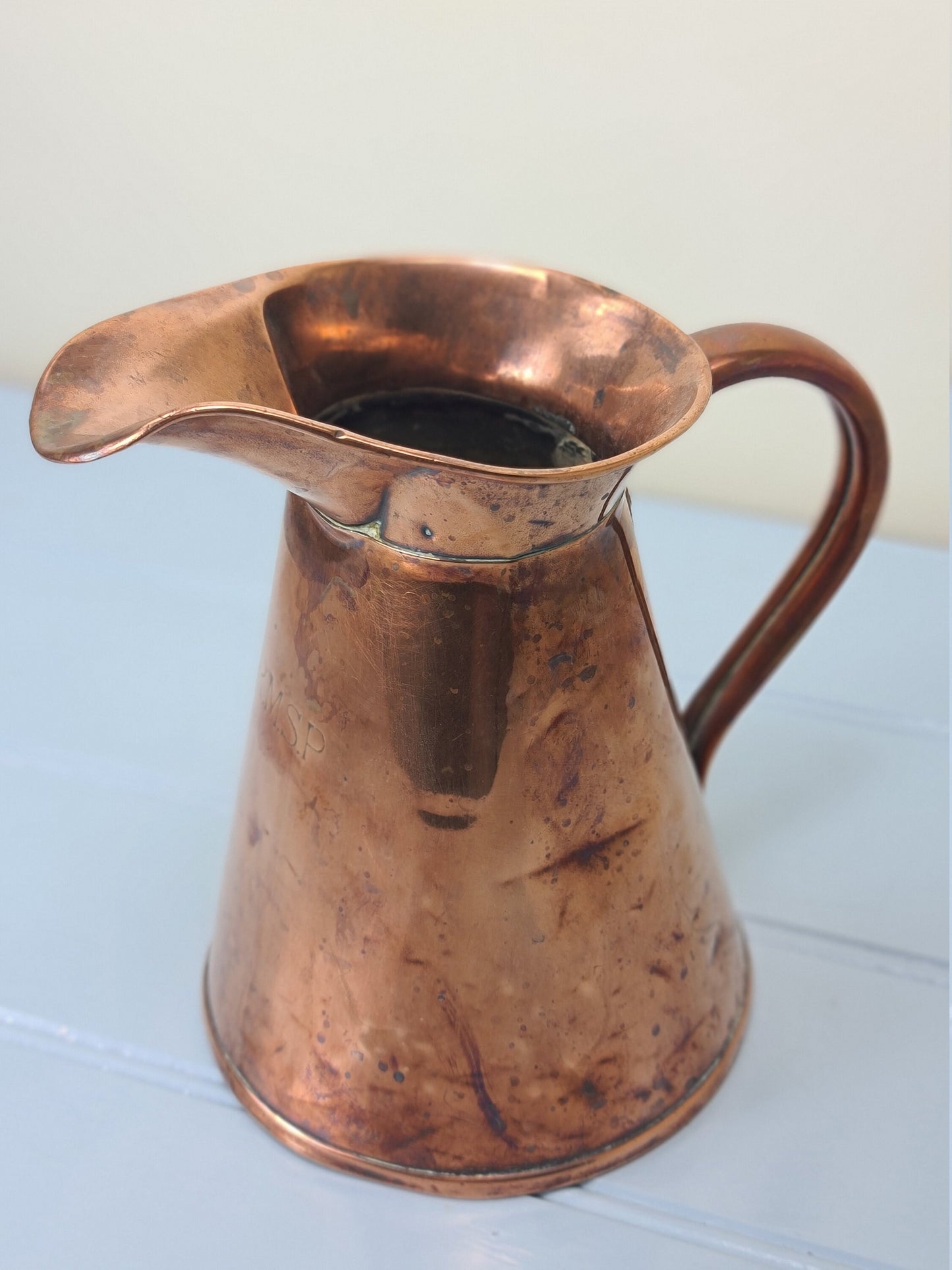 Rare antique Victorian copper jug Henry Wilson & Co Liverpool RMSP