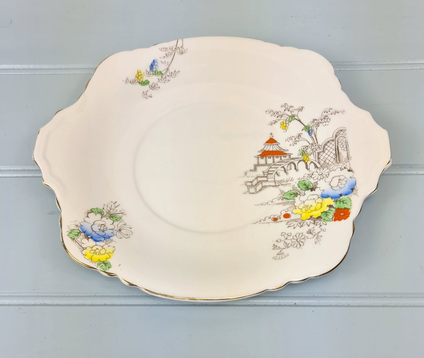 Vintage 1930s art deco Heathcote China tea plate sandwich platter cake tray biscuit plate