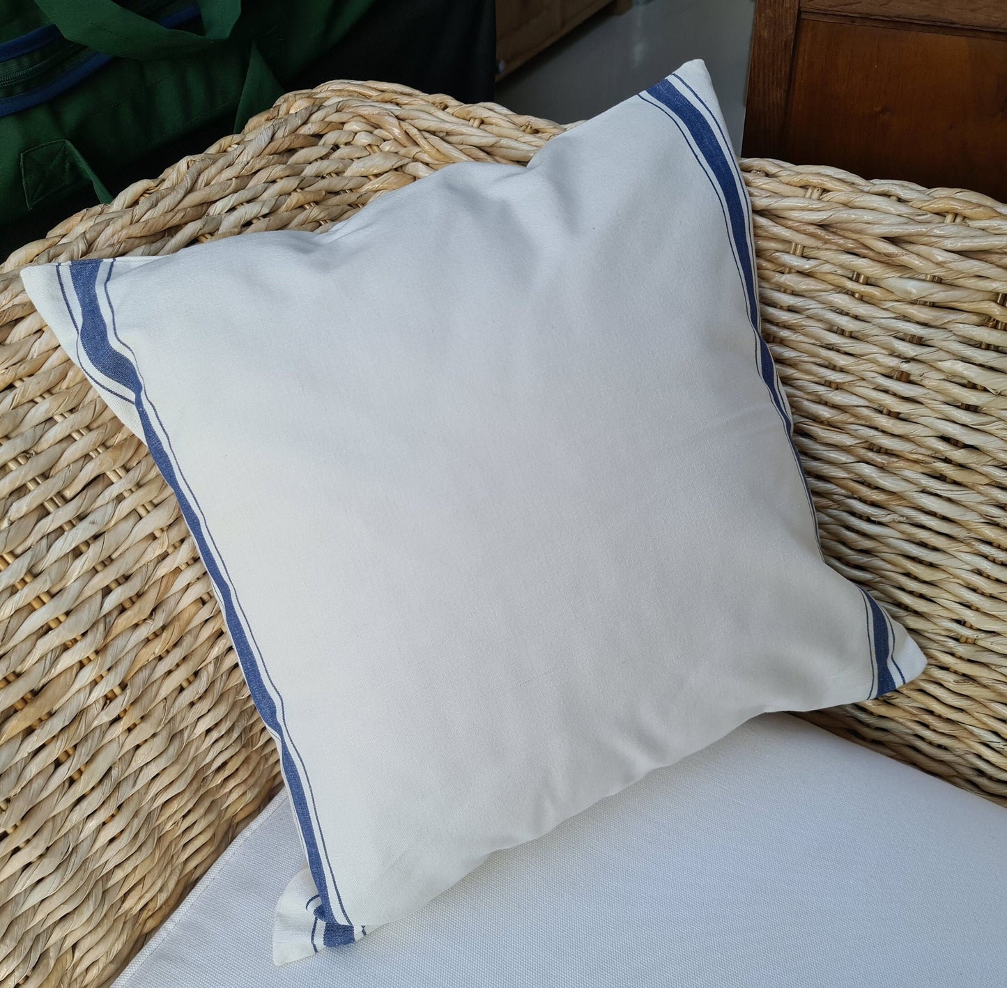 French striped cushion pillow cover 18in 45cm sq Classic blue stripes