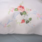Vintage French rose embroidered white cotton rectangular pillowcase
