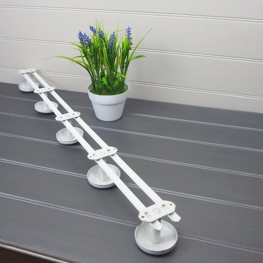 Vintage French long hook rack 1950s 5 peg metal coat rack White hooks