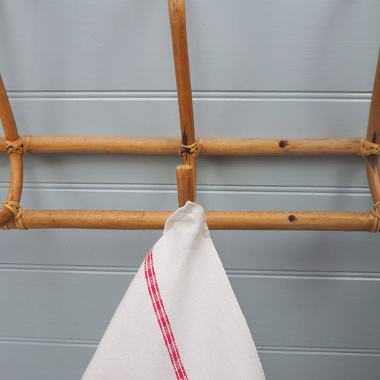 Vintage French bamboo 4 hook rack Antique coat hooks Unusual hanger