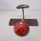 Vintage French red wood and metal compact retro single peg coat hook