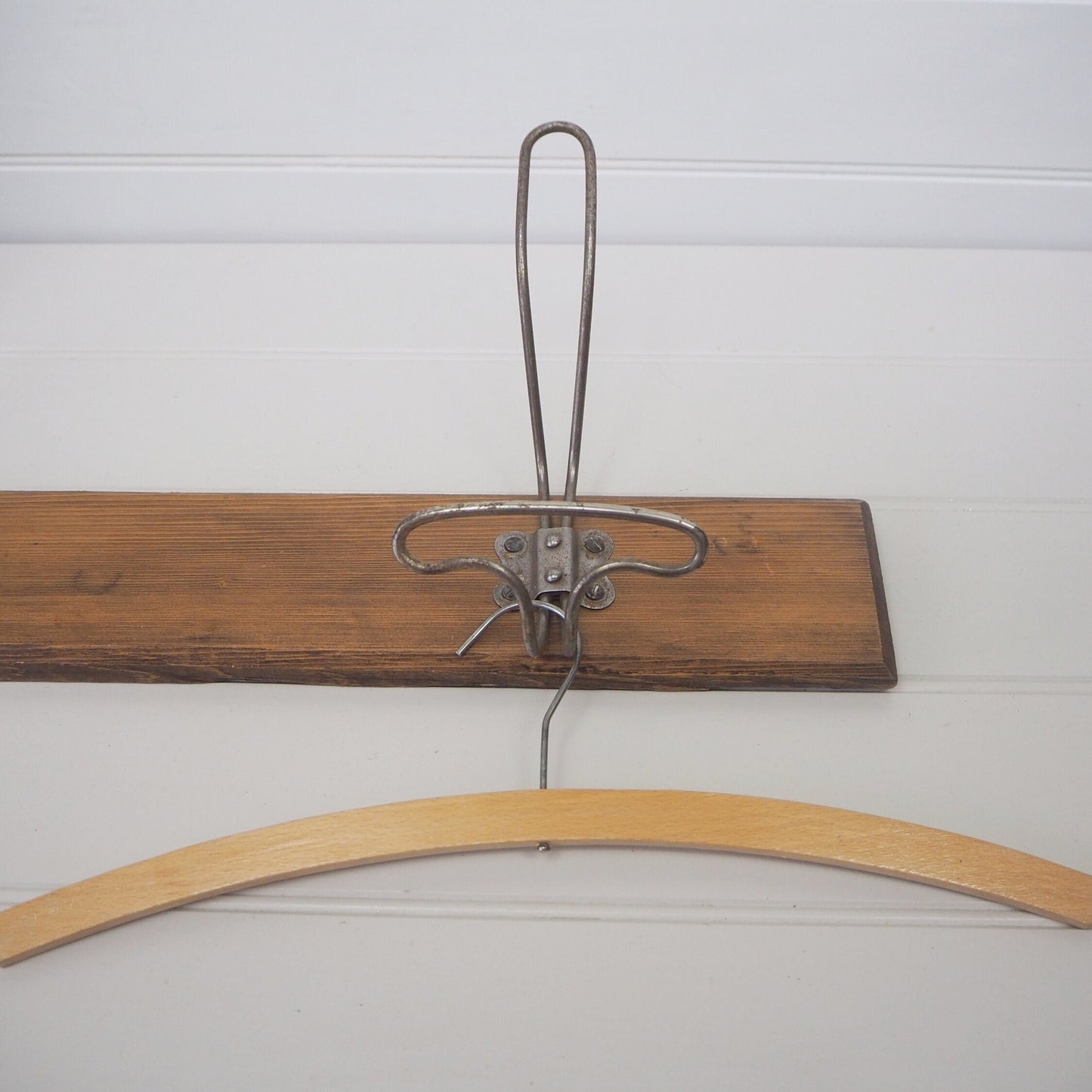 Vintage French industrial hook rack Large retro two peg coat hat hooks