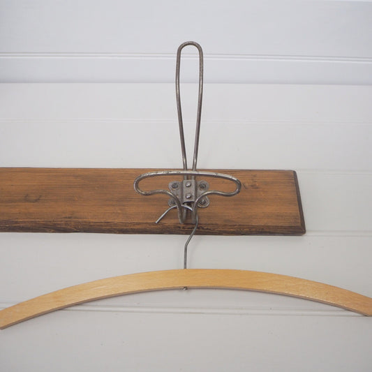 Vintage French industrial hook rack Large retro two peg coat hat hooks