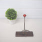 Vintage French red wood and metal compact retro single peg coat hook