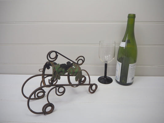 Vintage French metal wine bottle holder 1950s Leaf design wine rack