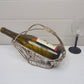 Vintage French metal wine bottle holder Grape design silver wine rack