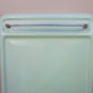 Vintage French enamel kitchen rack with utensils Rare pale green wall rack