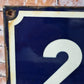 Vintage French enamel navy blue and white house number plaque 20
