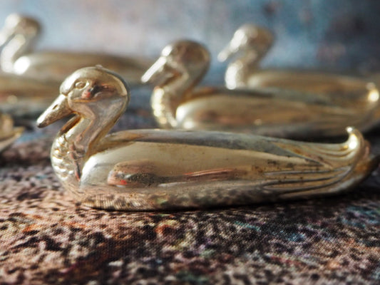 Set 6 French duck knife rests vintage from 1970s Boxed collectible