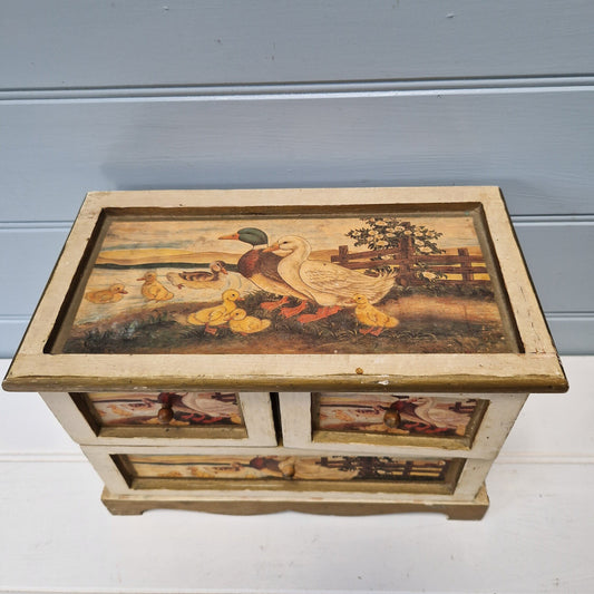 Compact vintage French duck design drawer unit Craft storage Desk tidy
