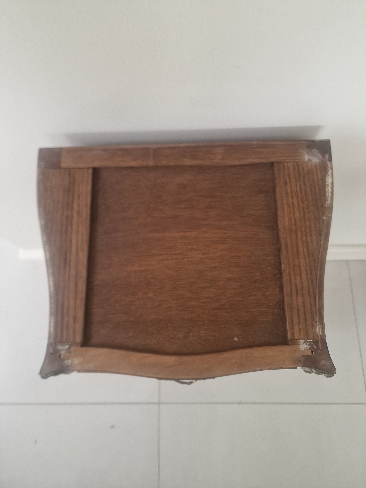 Top without marble of French Louis XV style wooden nightstand on a plain background