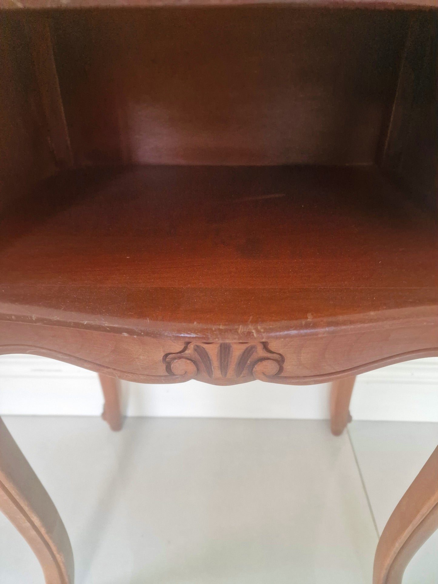 Pair of Monsieur et Madame antique French wooden bedside tables