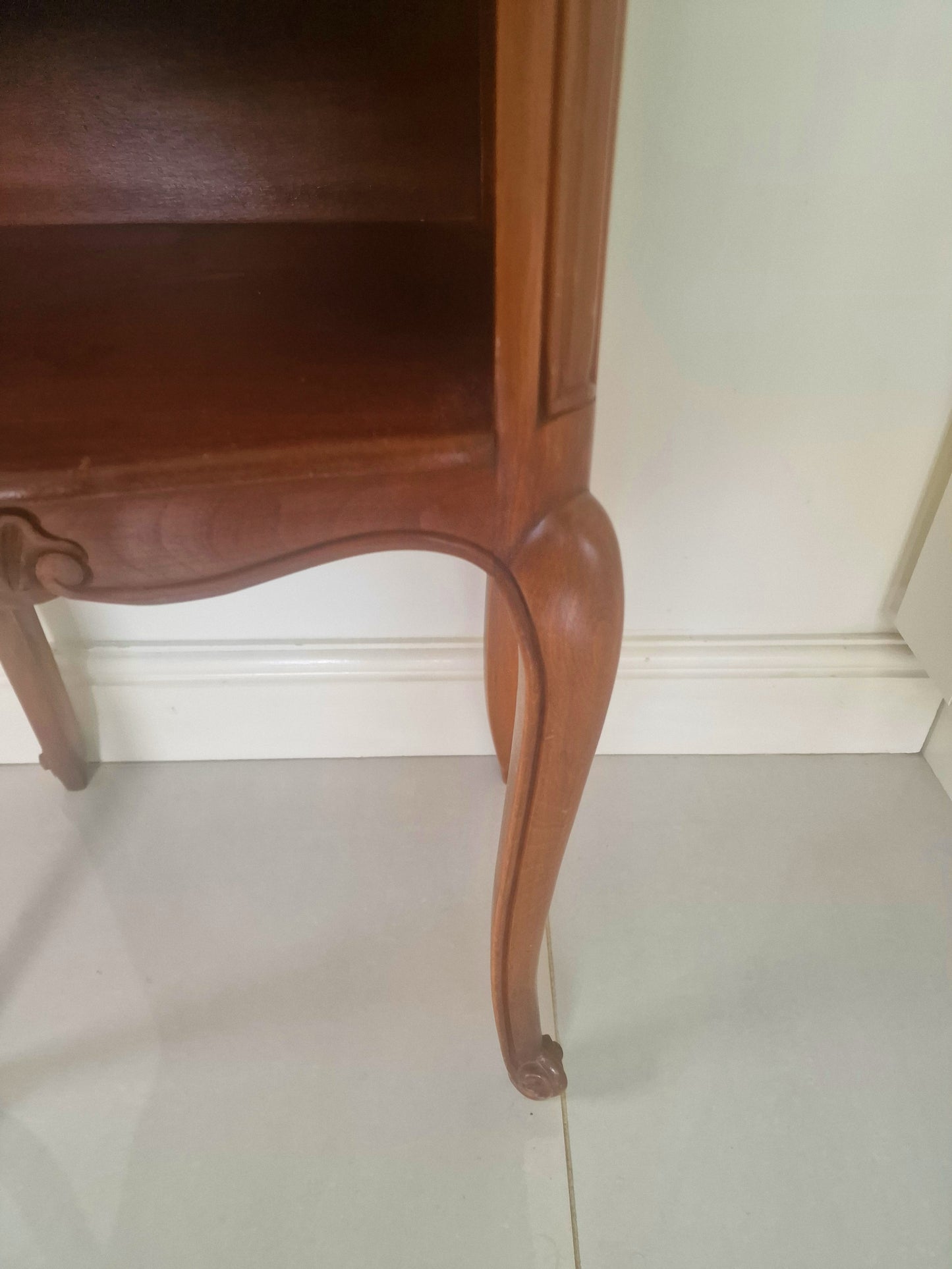 Pair of Monsieur et Madame antique French wooden bedside tables