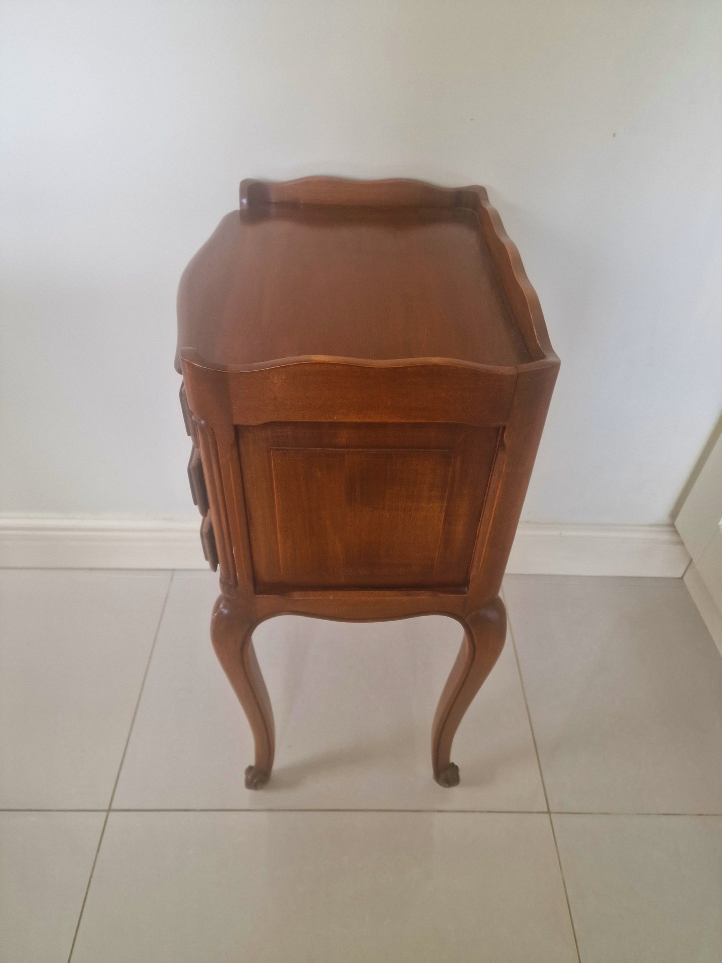 Pair of Monsieur et Madame antique French wooden bedside tables