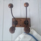 Vintage French wooden two hook rack