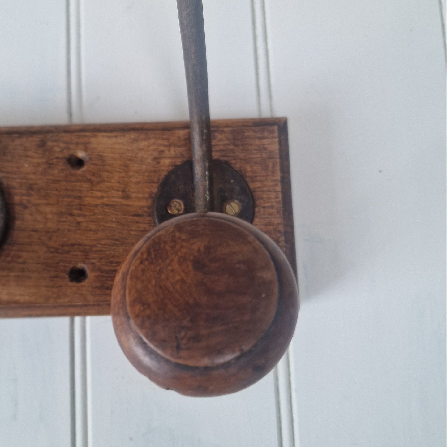 Vintage French wooden two hook rack