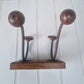 Vintage French wooden two hook rack