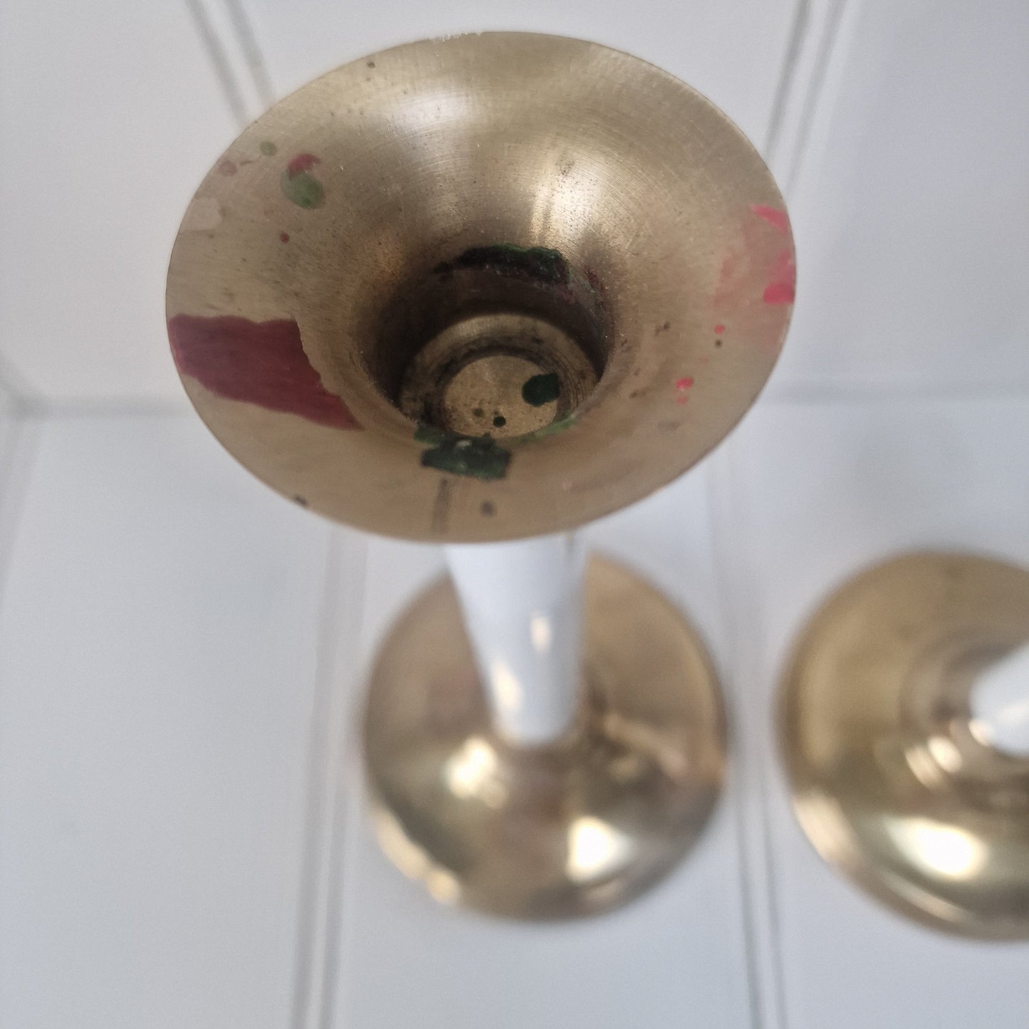 Close-up of of a brass candlestick