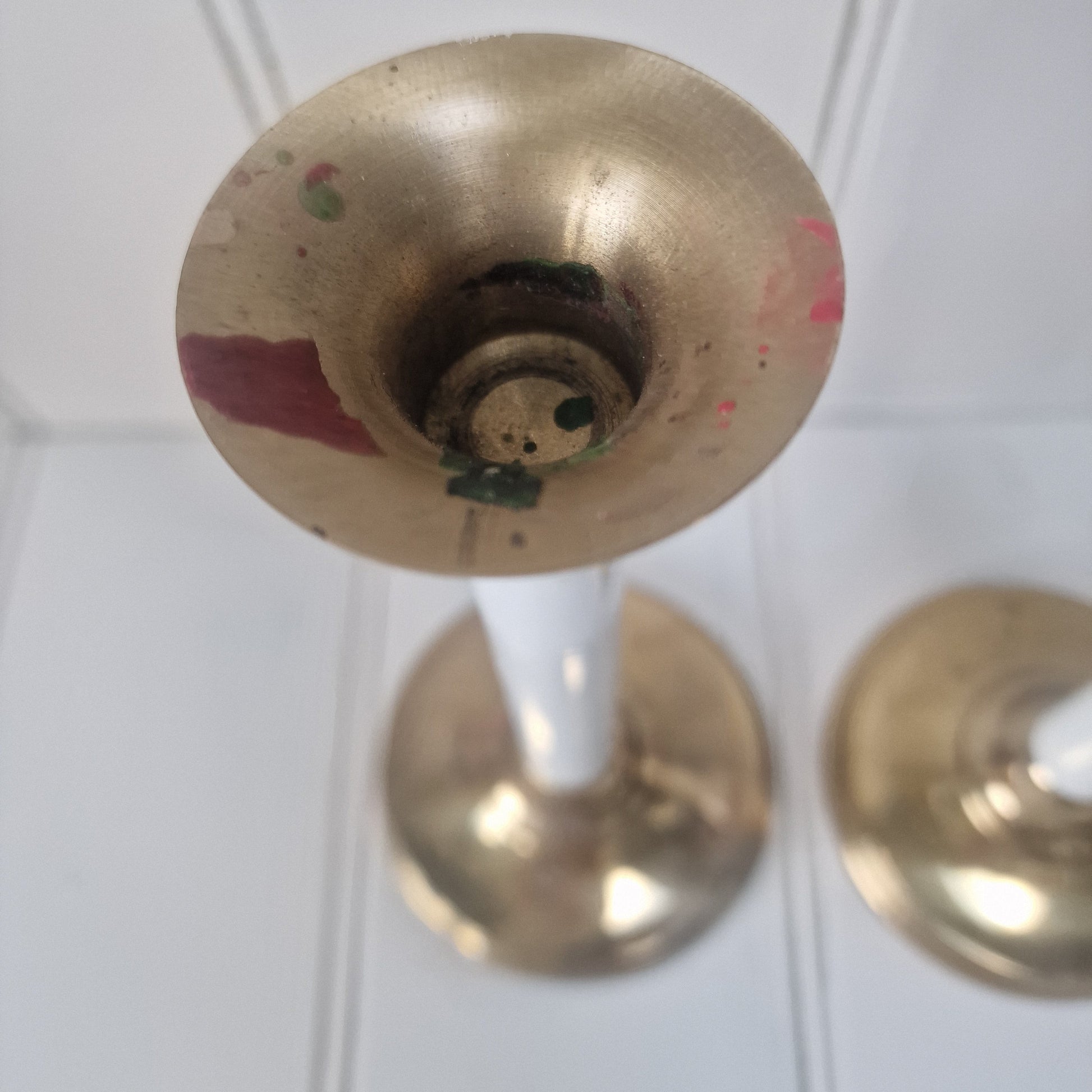 Close-up of of a brass candlestick