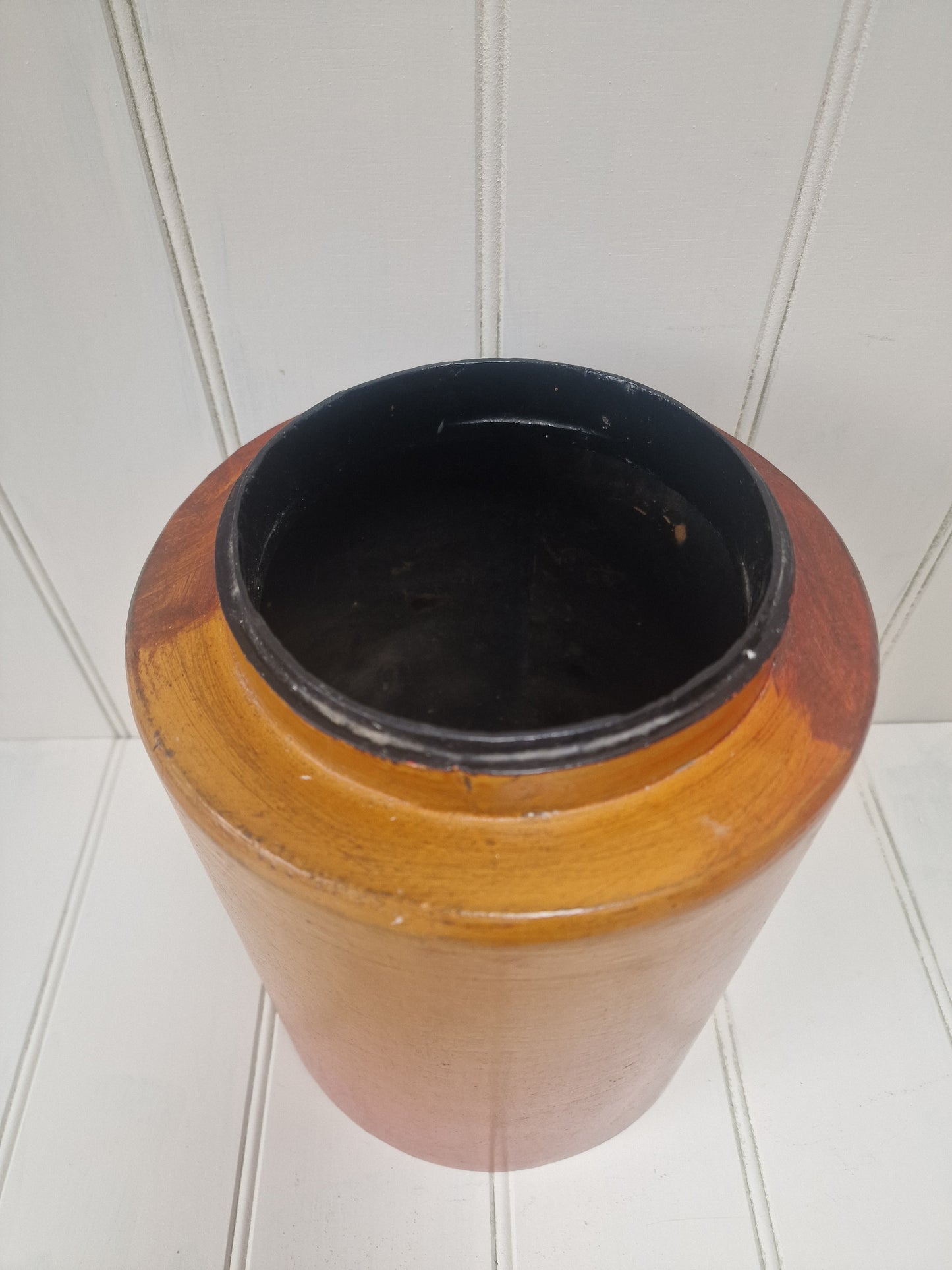 Painted flower design wooden tall storage jar with lid