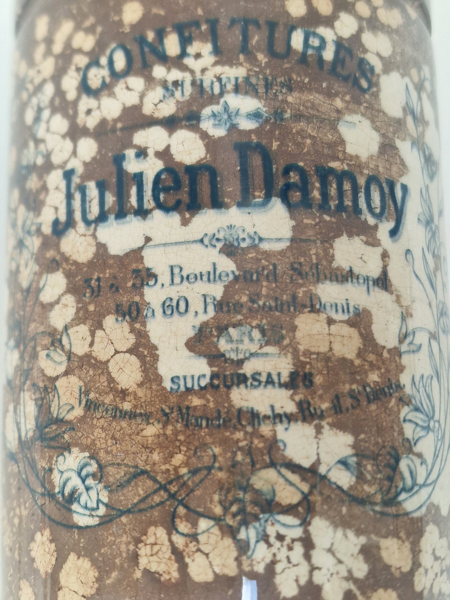 Rare Julien Damoy antique confiture pot from early 1900s