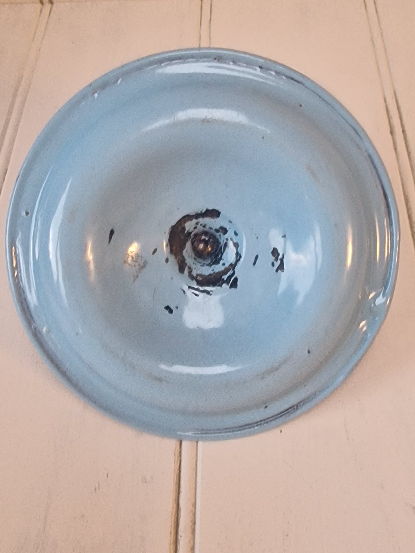 Vintage French blue enamel chamber candlestick