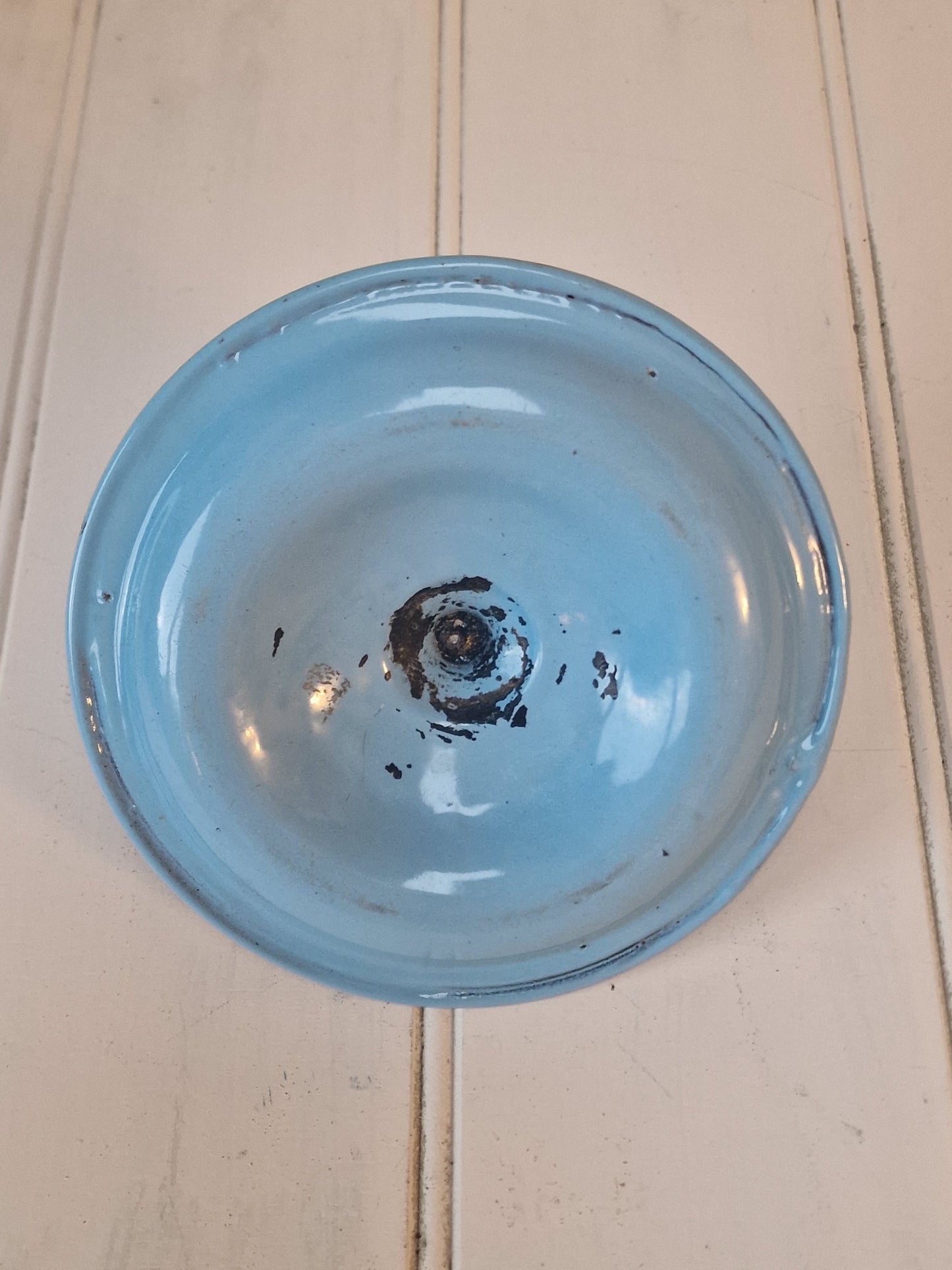 Vintage French blue enamel chamber candlestick