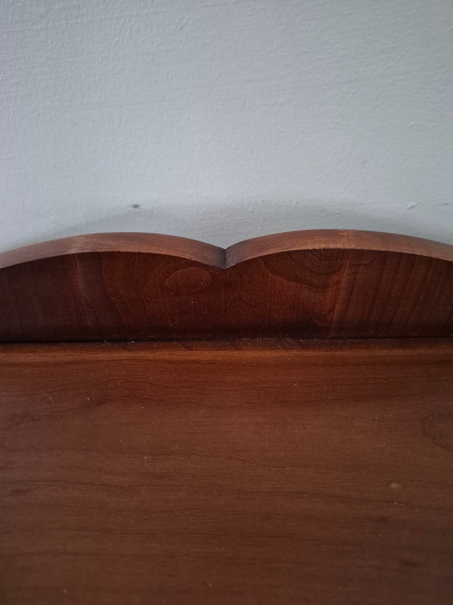 Pair vintage French dark wood bedside tables