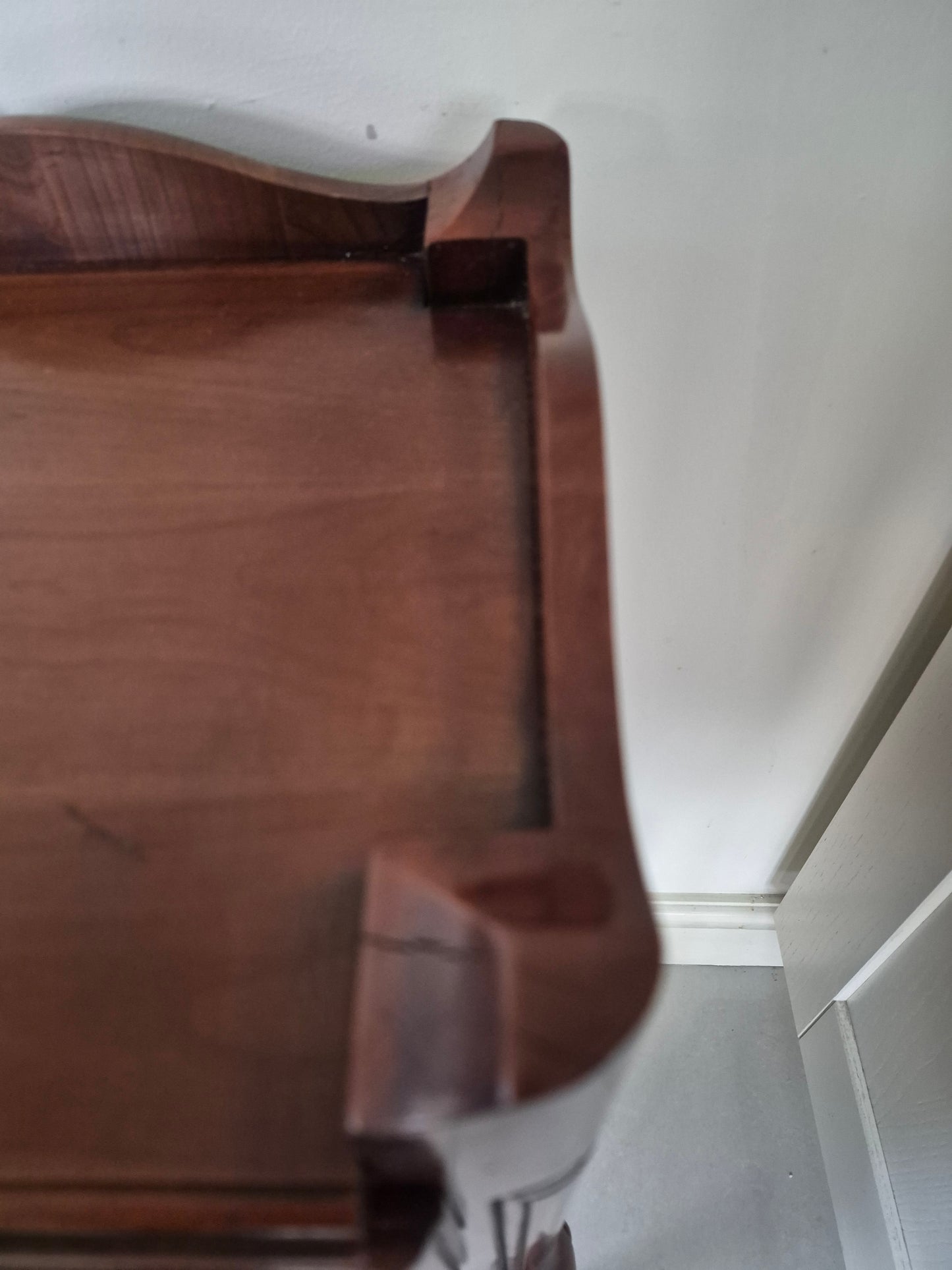 Pair vintage French dark wood bedside tables