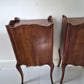 Pair vintage French dark wood bedside tables