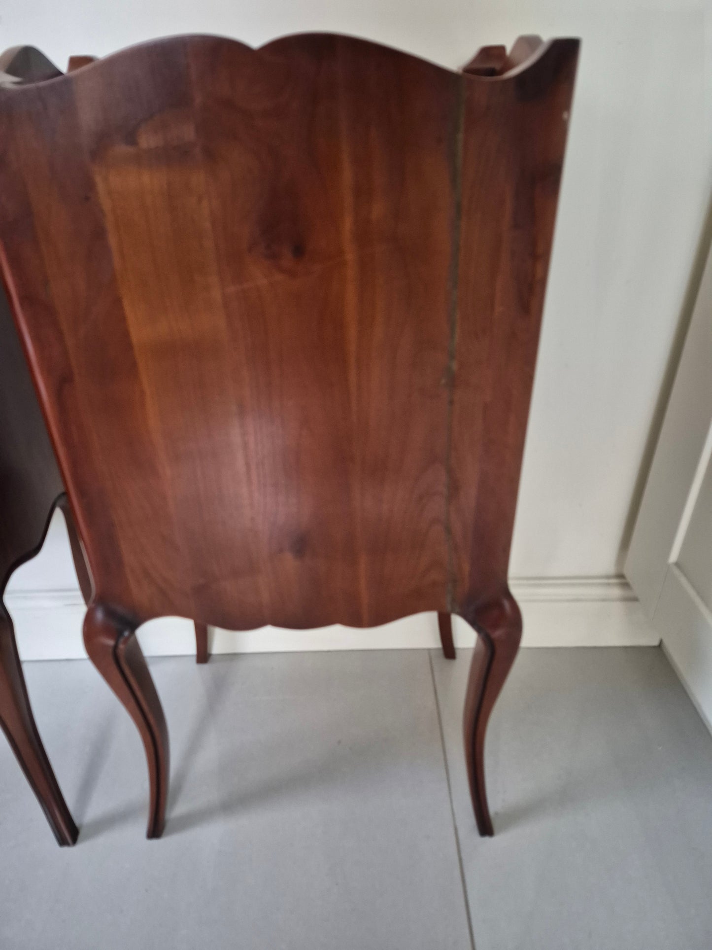Pair vintage French dark wood bedside tables