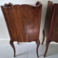 Pair vintage French dark wood bedside tables