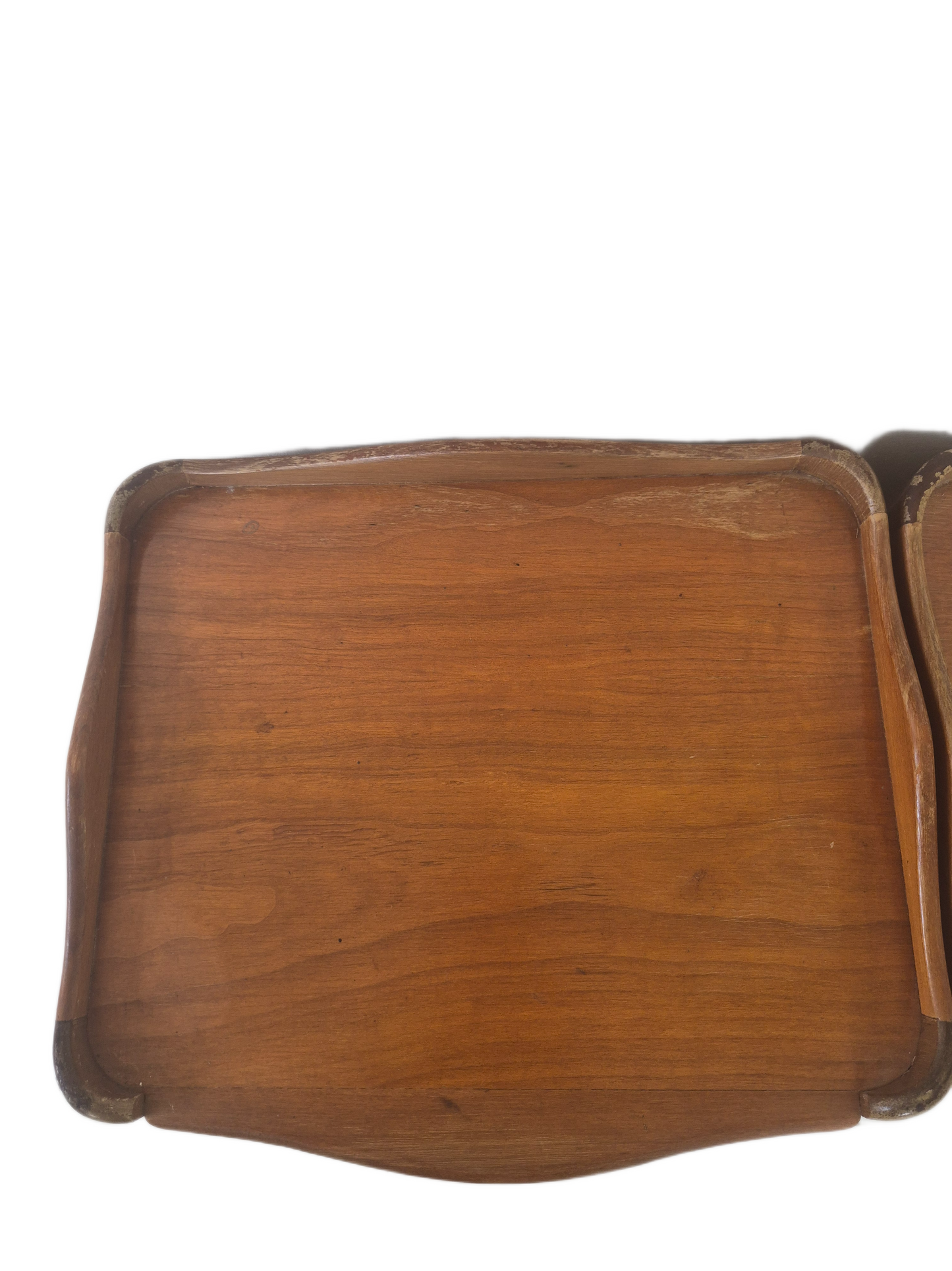 Pair vintage French light wood bedside tables