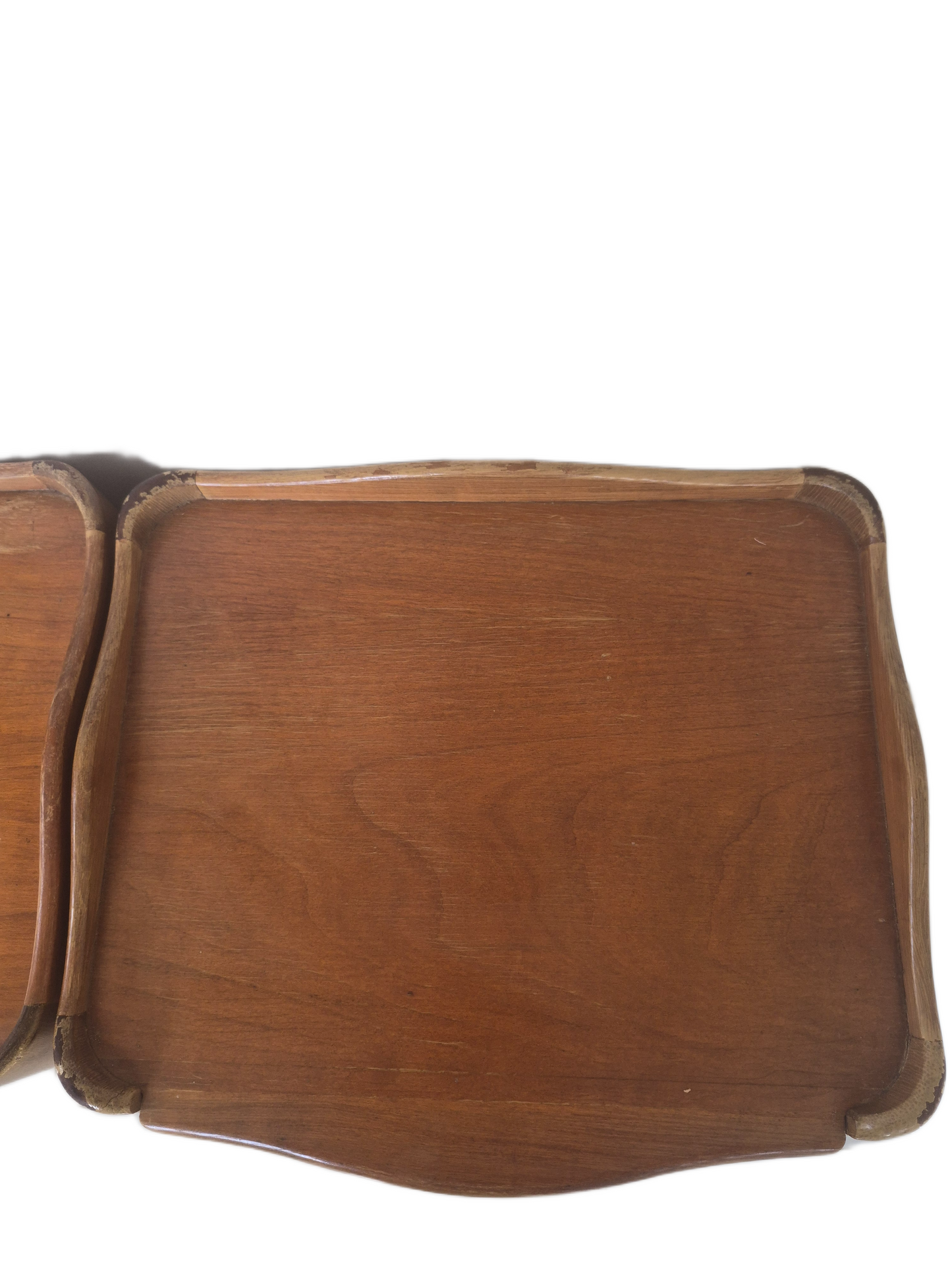 Pair vintage French light wood bedside tables