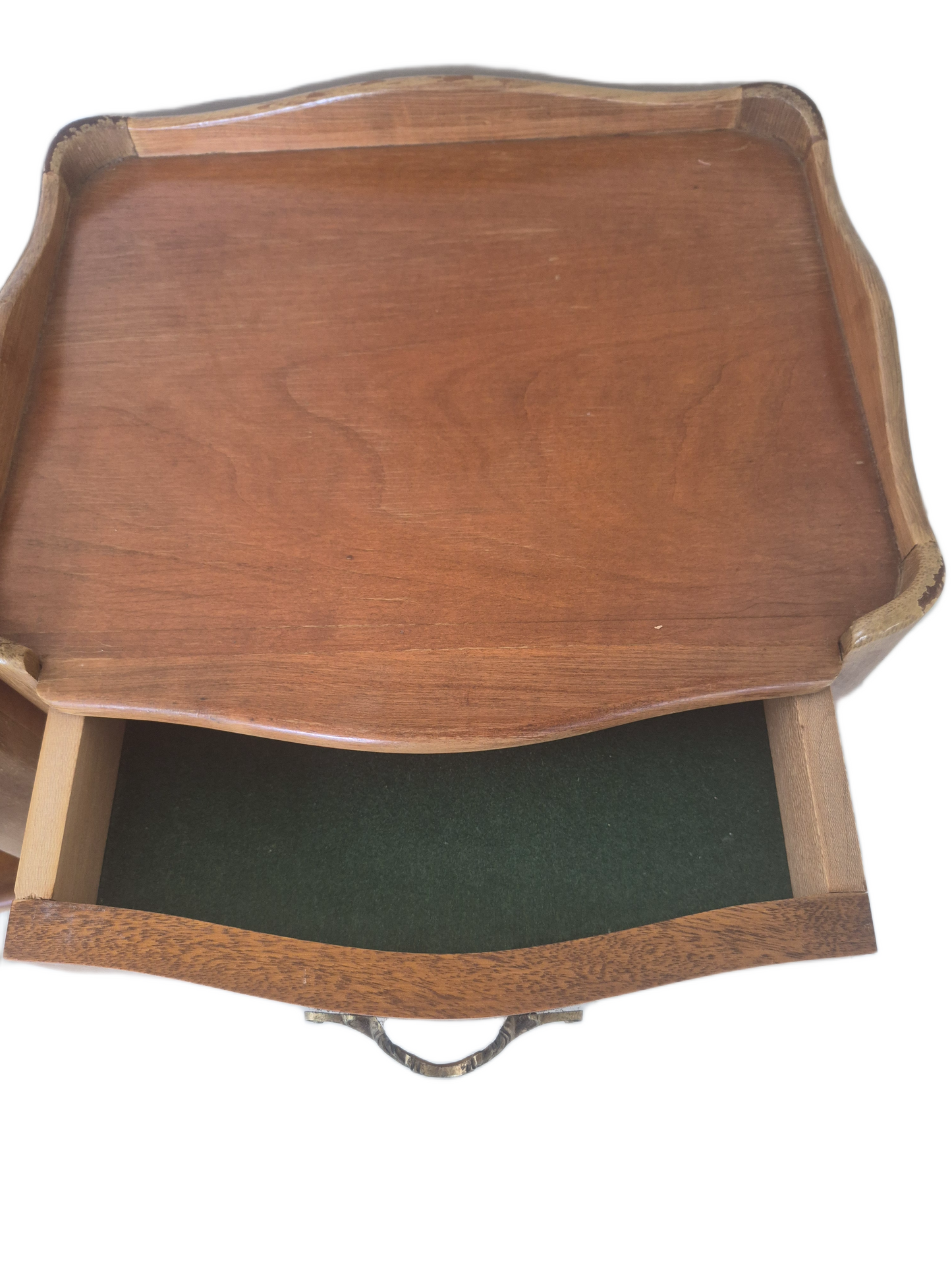 Pair vintage French light wood bedside tables