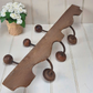 Vintage French wooden 3 hook rack with curved base