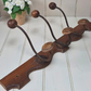 Vintage French wooden 3 hook rack with curved base