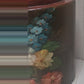 Painted flower design wooden tall storage jar with lid