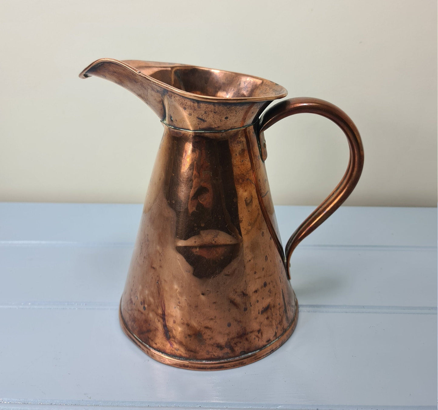 Rare antique Victorian copper jug by Henry Wilson & Co Ltd of Liverpool Branded RMSP Antique 19th cent water/cider/wine pitcher Shabbychic