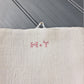 Vintage HT monogram tea towel heavy cream linen Traditional trousseau French torchon Loops both ends Retro kitchen Shabbychic Ideal gift