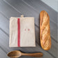 Vintage French CA monogram grainsack torchon baguette bag tea towel trousseau heavy cream linen two loops Retro kitchen Shabbychic Gift