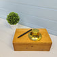 Vintage French brass retro inkwell with original glass insert Round inkstand with lid