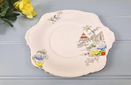 Vintage 1930s art deco Heathcote China tea plate sandwich platter cake tray biscuit plate