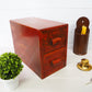 Antique apothecary two drawer compact desk cabinet 