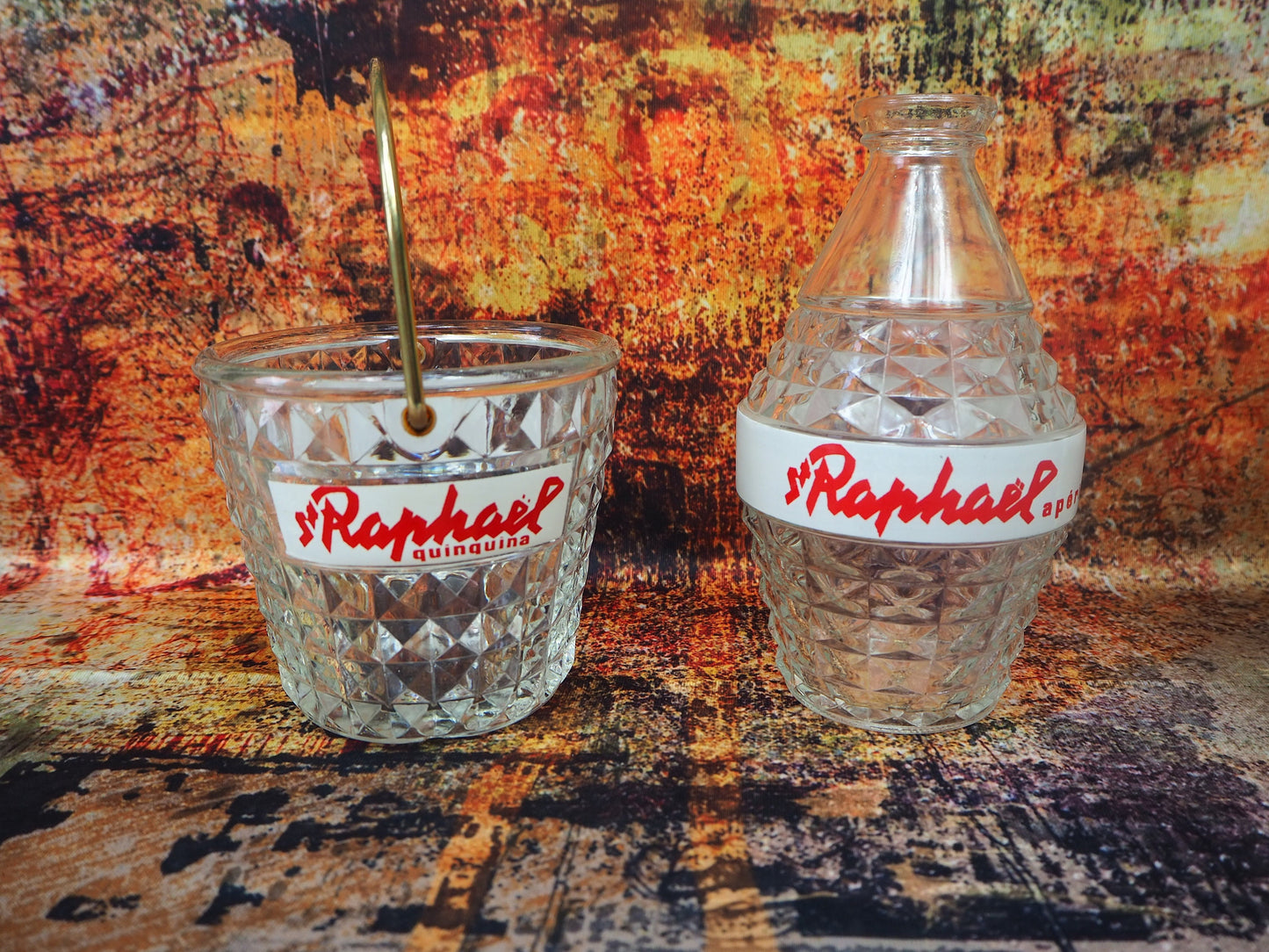 Set vintage French iconic St Raphael brand ice bucket and carafe from the 1960s Advertising Promotion Bar Cafe Bistro Collectible Ideal gift