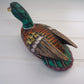 Vintage French painted wooden decoy duck Carved wooden full size Mallard duck Decorative antique Ideal gift