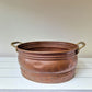 Vintage French copper and brass planter jardinière cache pot with handles Compact oval indoor gardening flower or plant holder Rustic Gift
